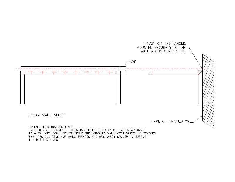 Inverted T-Bar Wall Shelf