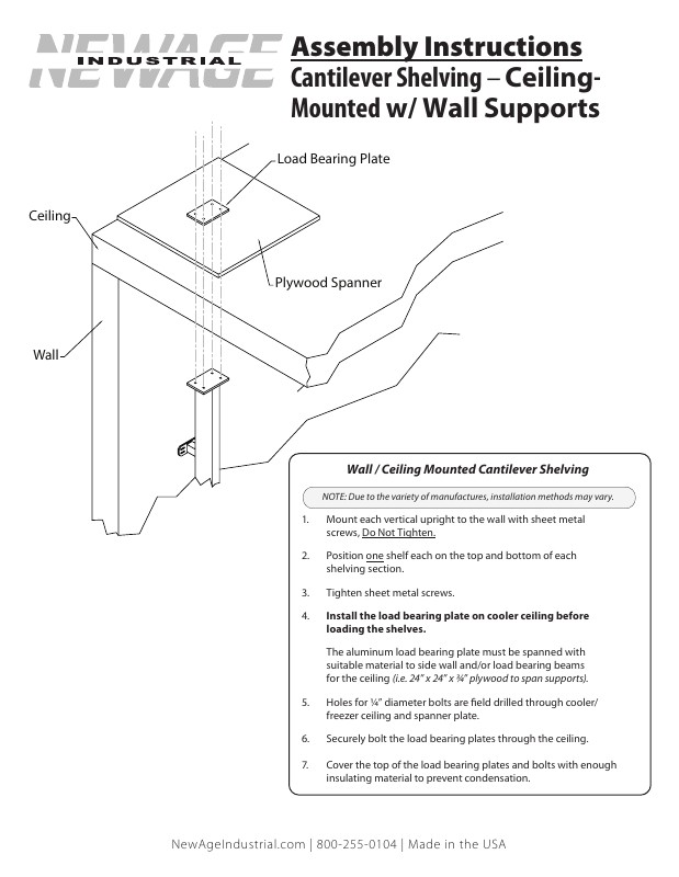 Ceiling-Mounted Cantilever Shelving - Assembly