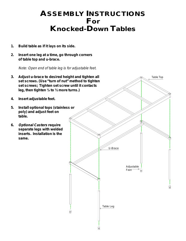 Knocked-Down Tables Assembly Instructions