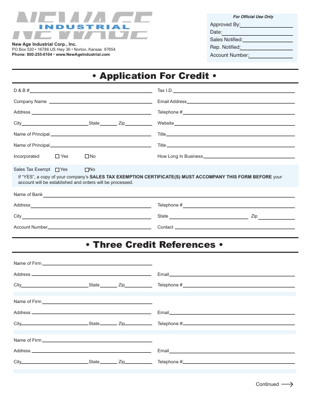 Application for Credit