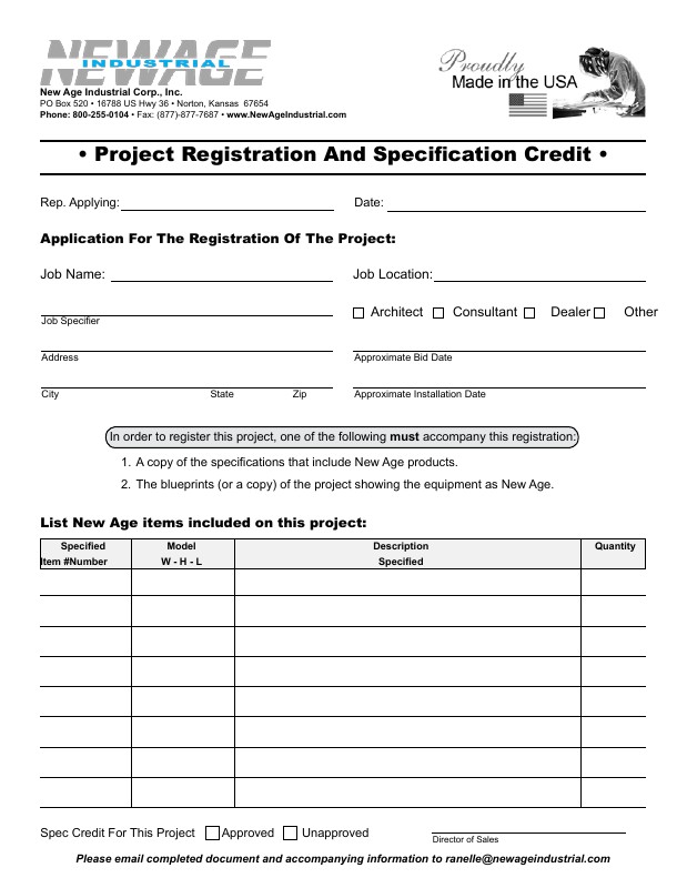 Project Registration And Specification Credit