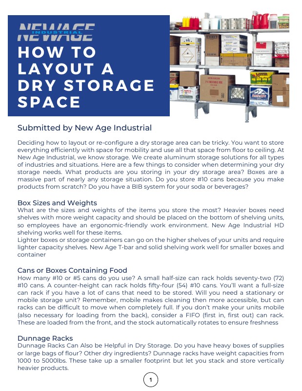 How to Layout a Dry Storage Space - Printable