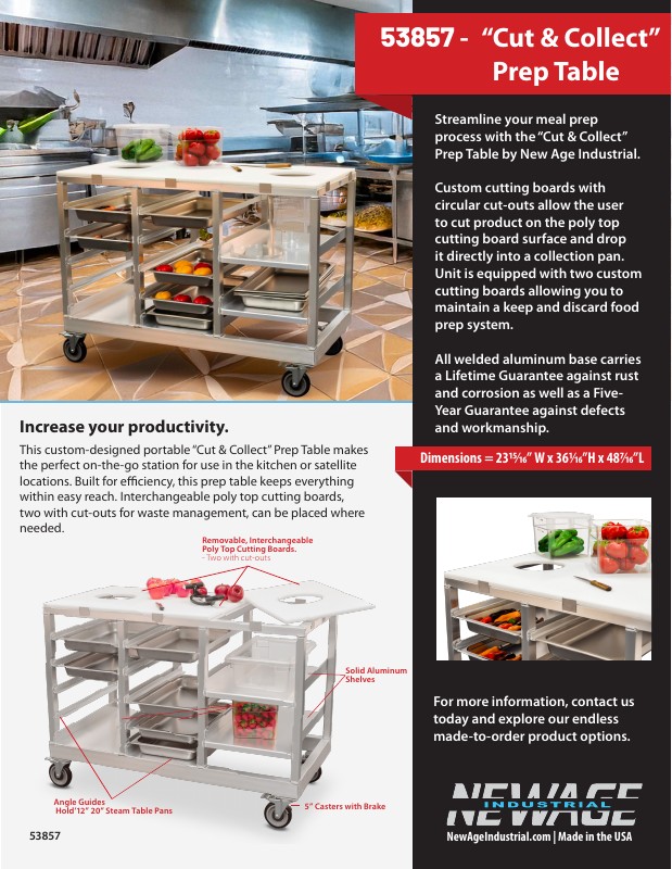 53857 Cut & Collect Mobile Prep Table with Integrated Pan Storage Flyer