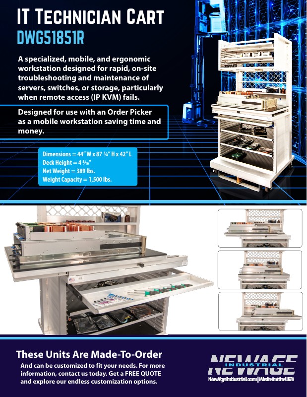 51851R Aluminum IT Data Center Technician Cart & OP Platform