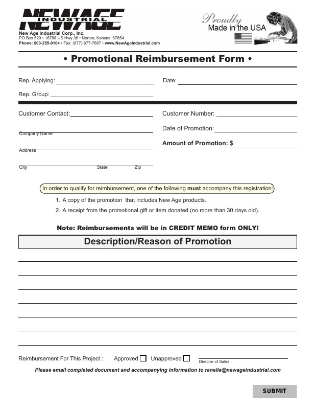 Promotional Reimbursement Form
