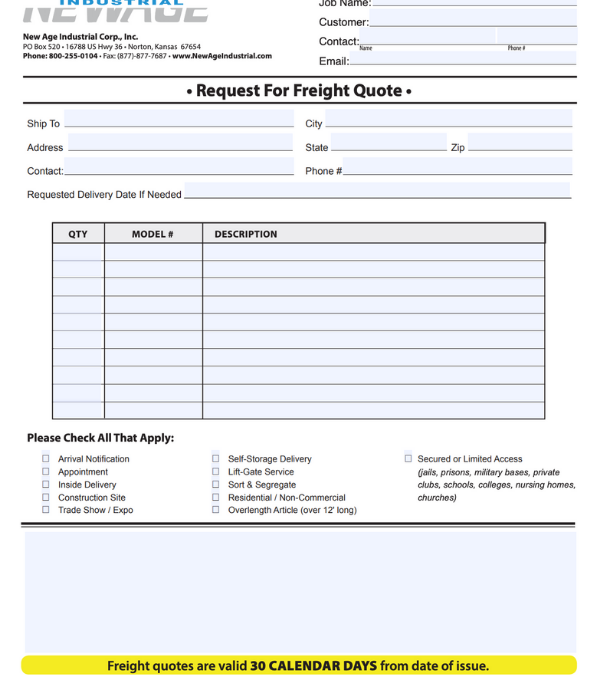 Freight Quote Request Form