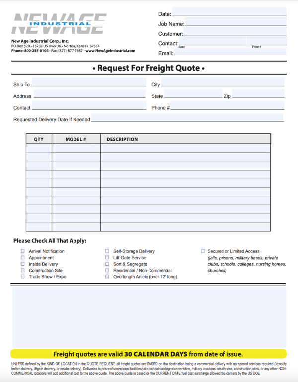 Freight Quote Request Form